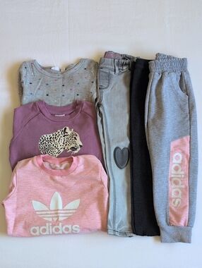 Adidas Gap Noppies Girls 4T Outfit Capsule Bundle Sweatshirt Joggers Jeans Lot